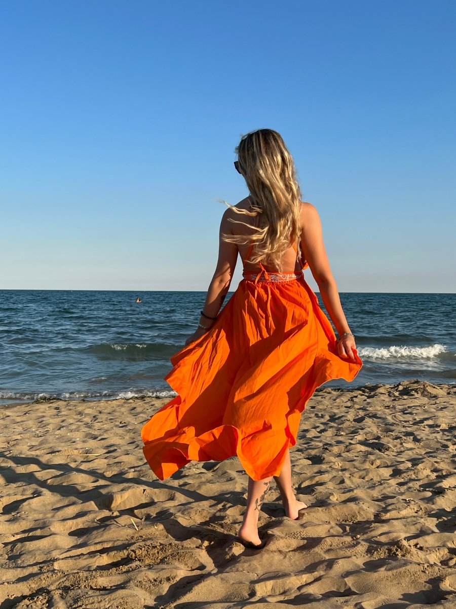 Vestito princess arancione con cintura - Follie by Alice