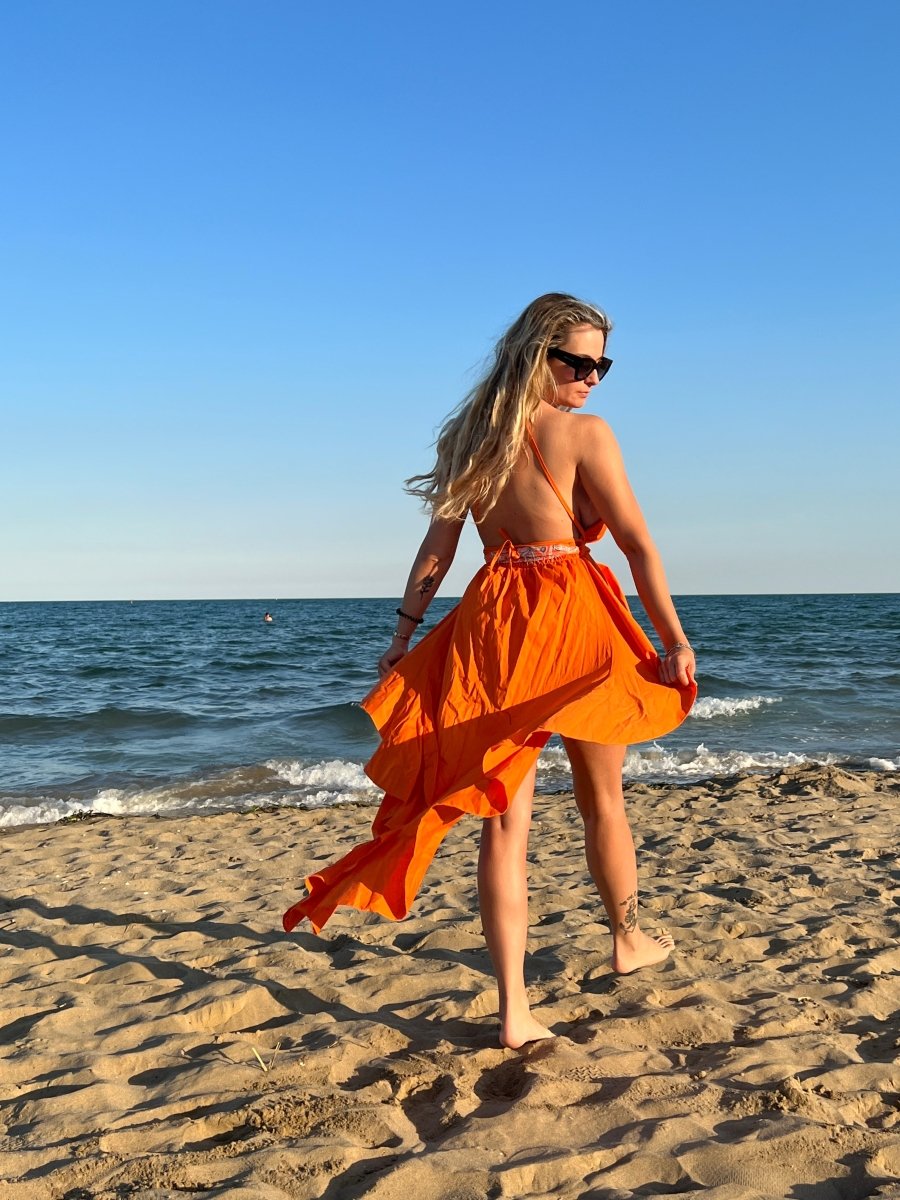 Vestito princess arancione con cintura - Follie by Alice