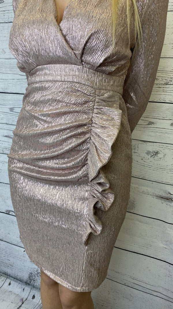 Vestito rosa antico effetto laminato - Follie by Alice